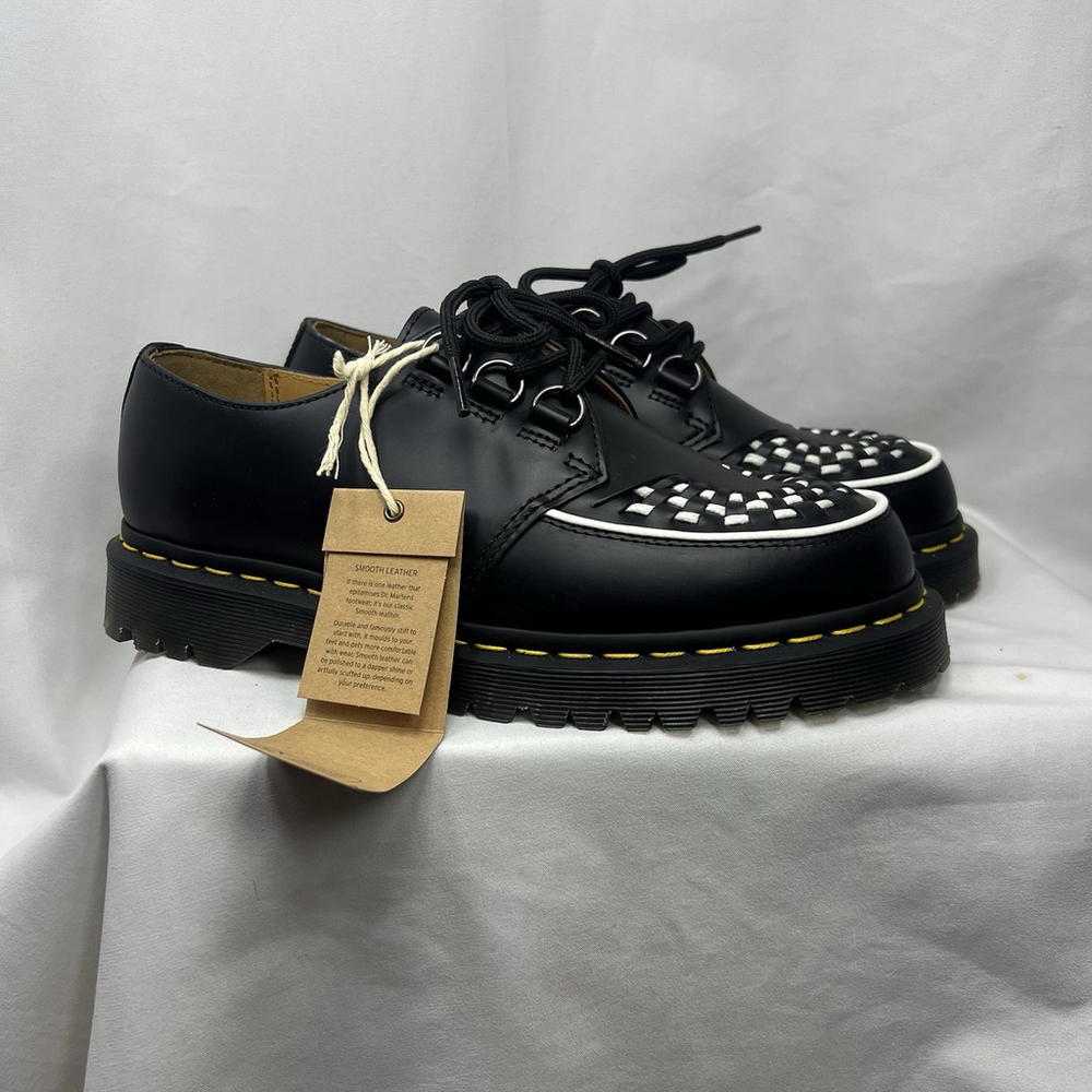 Dr. Martens Ramsey Smooth Leather Creepers Black & White Oxfords Shoes 9L 8M